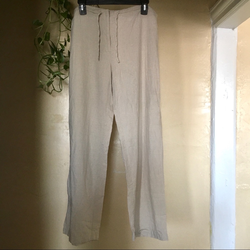 Oatmeal colored linen blend pants